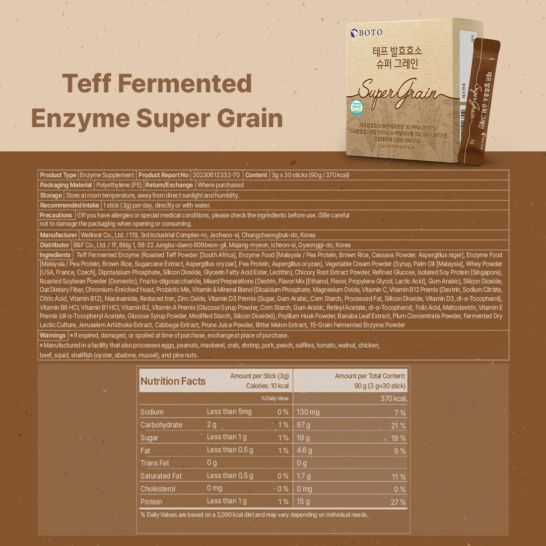 Teff fermentation enzyme 3g 30p