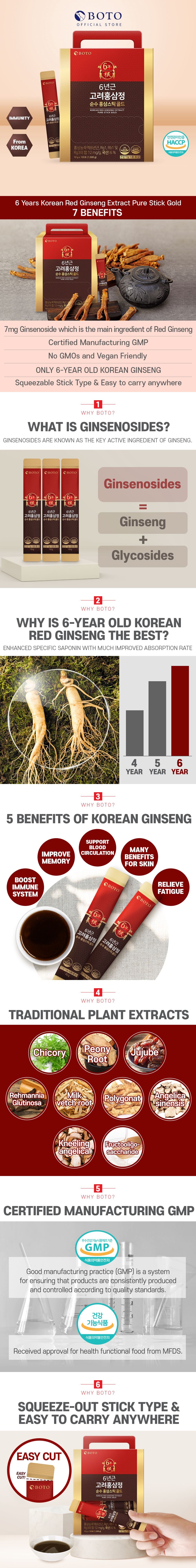 6 years Korea Red Ginseng Sticks [10ml x 100 syrup sticks]