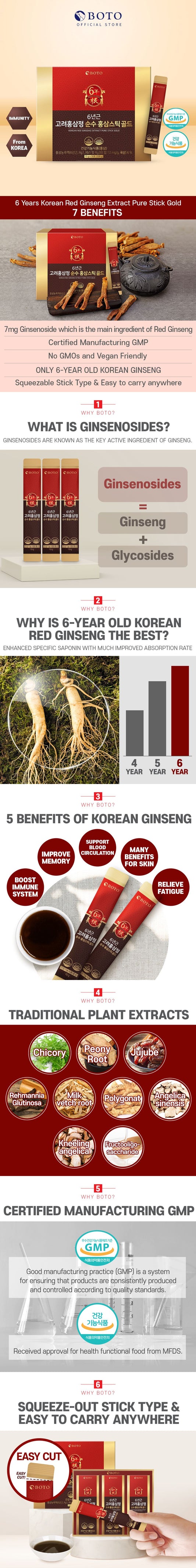 6 years Korea Red Ginseng Sticks  [10ml x 30 syrup sticks]