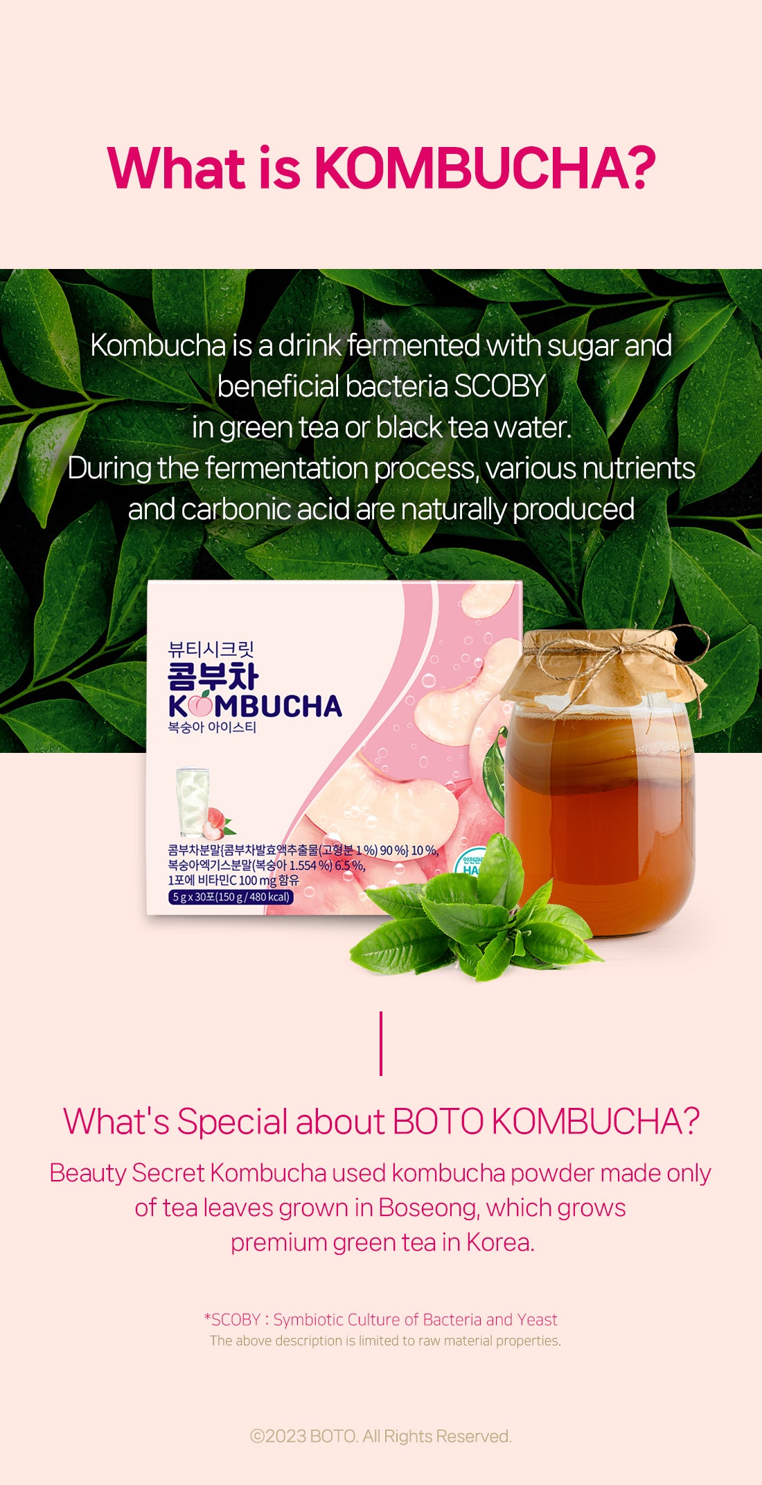 Trà đá Kombucha vị đào Beauty Secret 5g x 30p