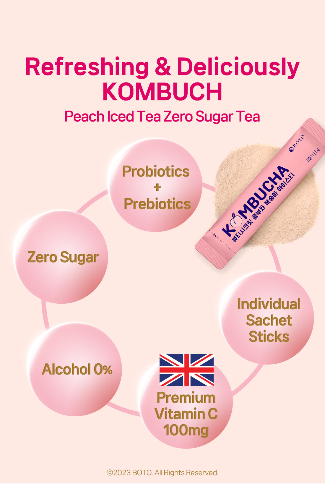 Trà đá Kombucha vị đào Beauty Secret 5g x 30p