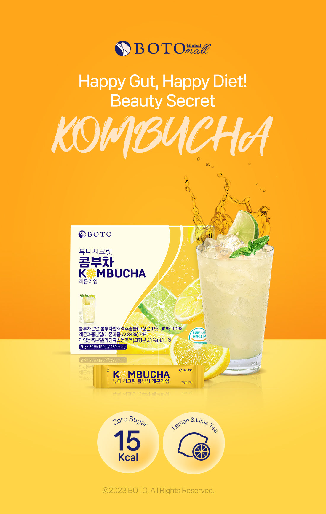 Kombucha Beauty Secret vị chanh và chanh xanh 5g x 30p