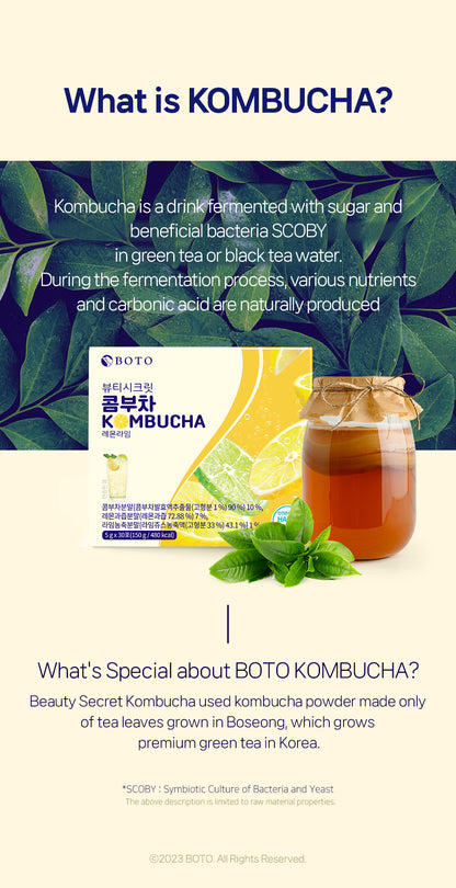 Kombucha Beauty Secret vị chanh và chanh xanh 5g x 30p