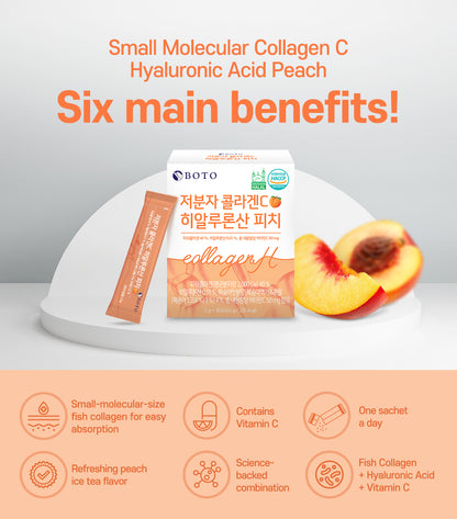 Hương đào Collagen C phân tử thấp Hyaluronic Acid [2g x 30 thanh bột]