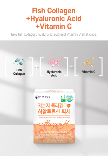 Hương đào Collagen C phân tử thấp Hyaluronic Acid [2g x 30 thanh bột]